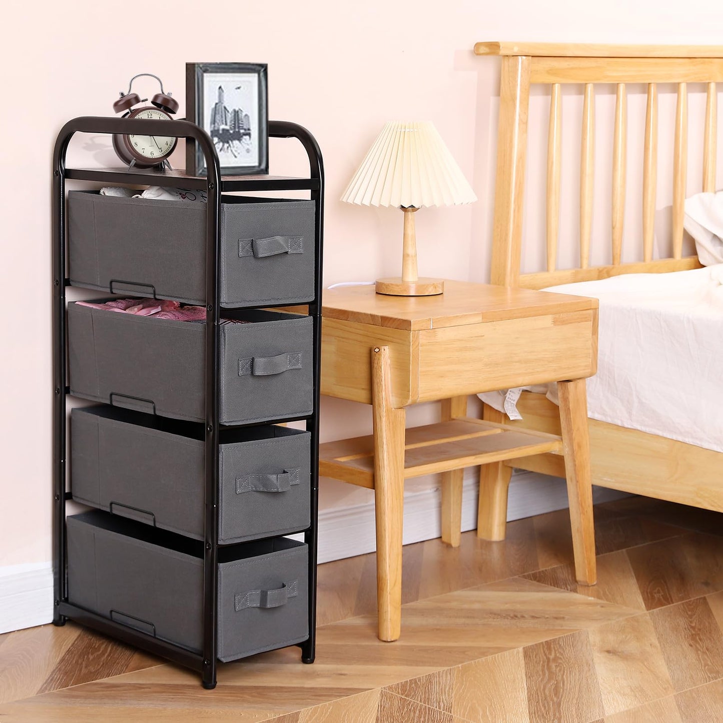 MAX Houser Dresser Storage with 3 Drawers, Fabric Dresser Tower, Vertical Storage Unit for Bedroom, Closet, Office, Black