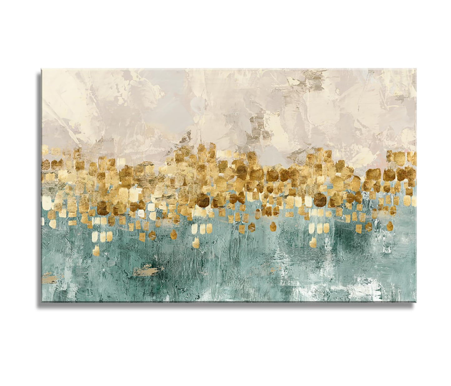 DZL Art A74675 Gold Abstract Painting Modern Decor Wall Art Gold Canvas Gray Painting Contemporary Decor Gray Abstract Canvas Living Room Art Painting