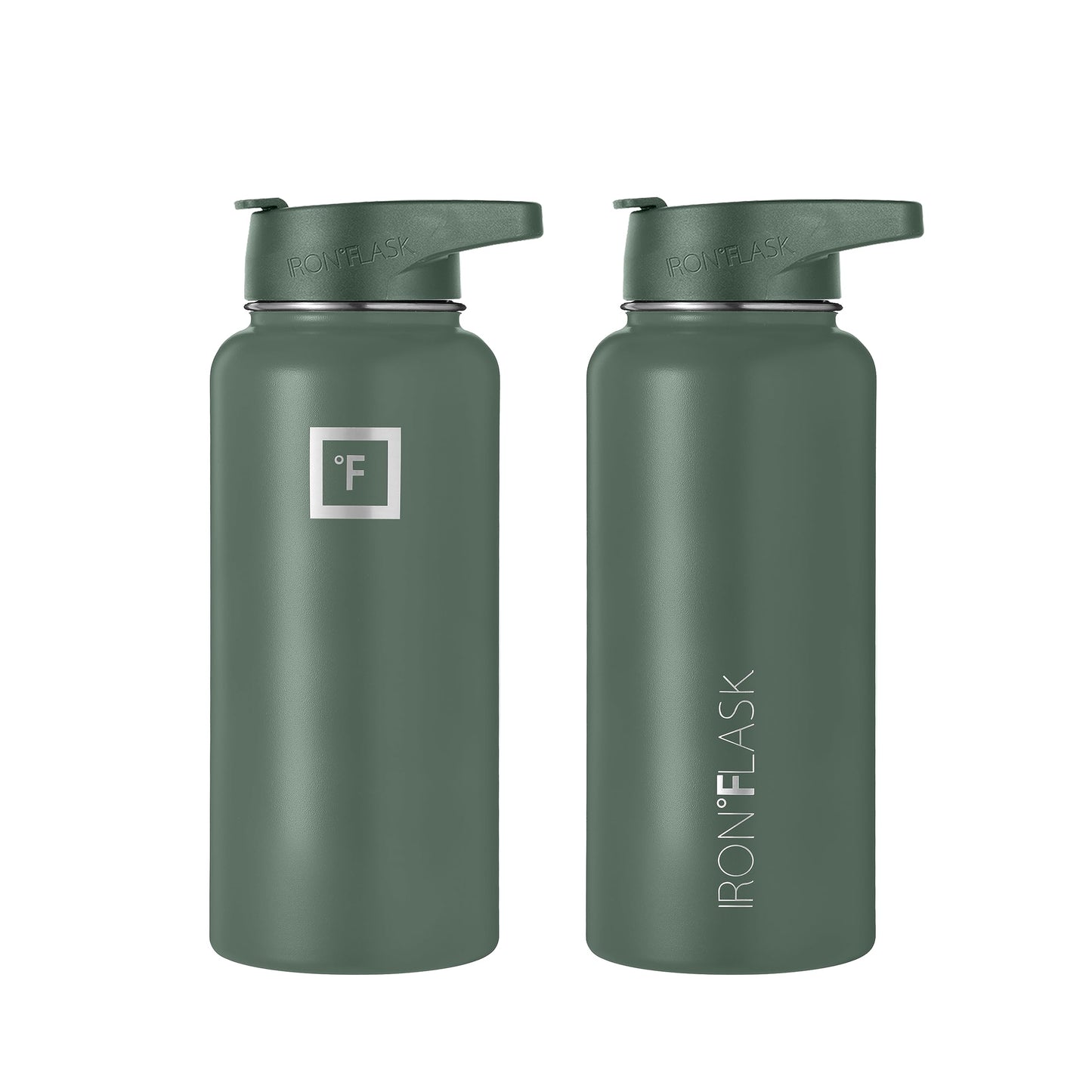 Bouteille d'hydratation de camping et de randonnée IRON °FLASK avec 3 couvercles - Bouteille d'eau en acier inoxydable, à double paroi et isolée sous vide - Anti-fuite et sans BPA (Dark Night, Straw - 32 oz) 