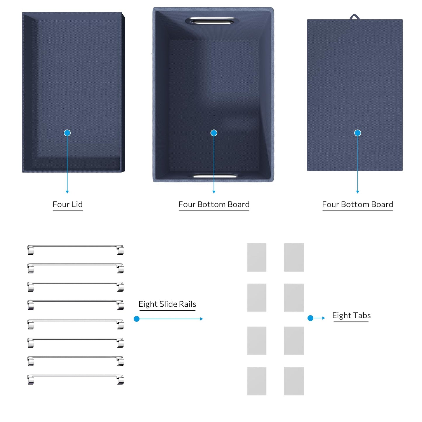 Hängeregistraturbox mit Deckel, 2er-Set, Aufbewahrungsboxen für Aktenordner, zusammenklappbarer dekorativer Aktenschrank aus Leinen für Büro/Zuhause (35,6 x 23,5 x 27,6 cm) (Marineblau) 