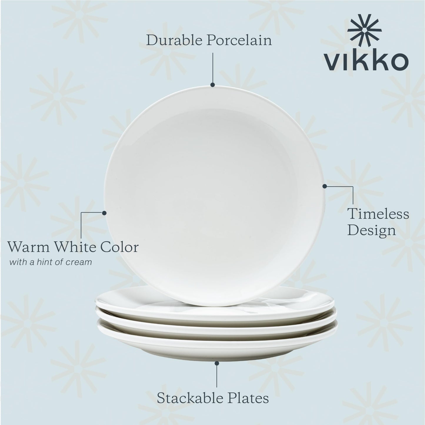 Vikko Ceramic Dinner Plates – Stackable White Plates