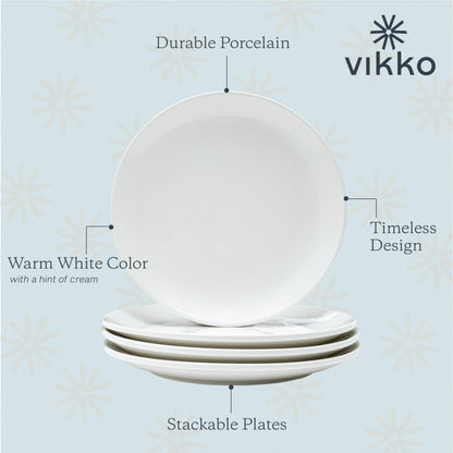 Vikko Ceramic Dinner Plates – Stackable White Plates