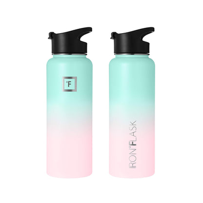 IRON °FLASK 32 oz Stainless Steel Water Bottle – Vacuum Insulated, Leak-Proof, BPA-Free, with 3 Lids (Straw Included)