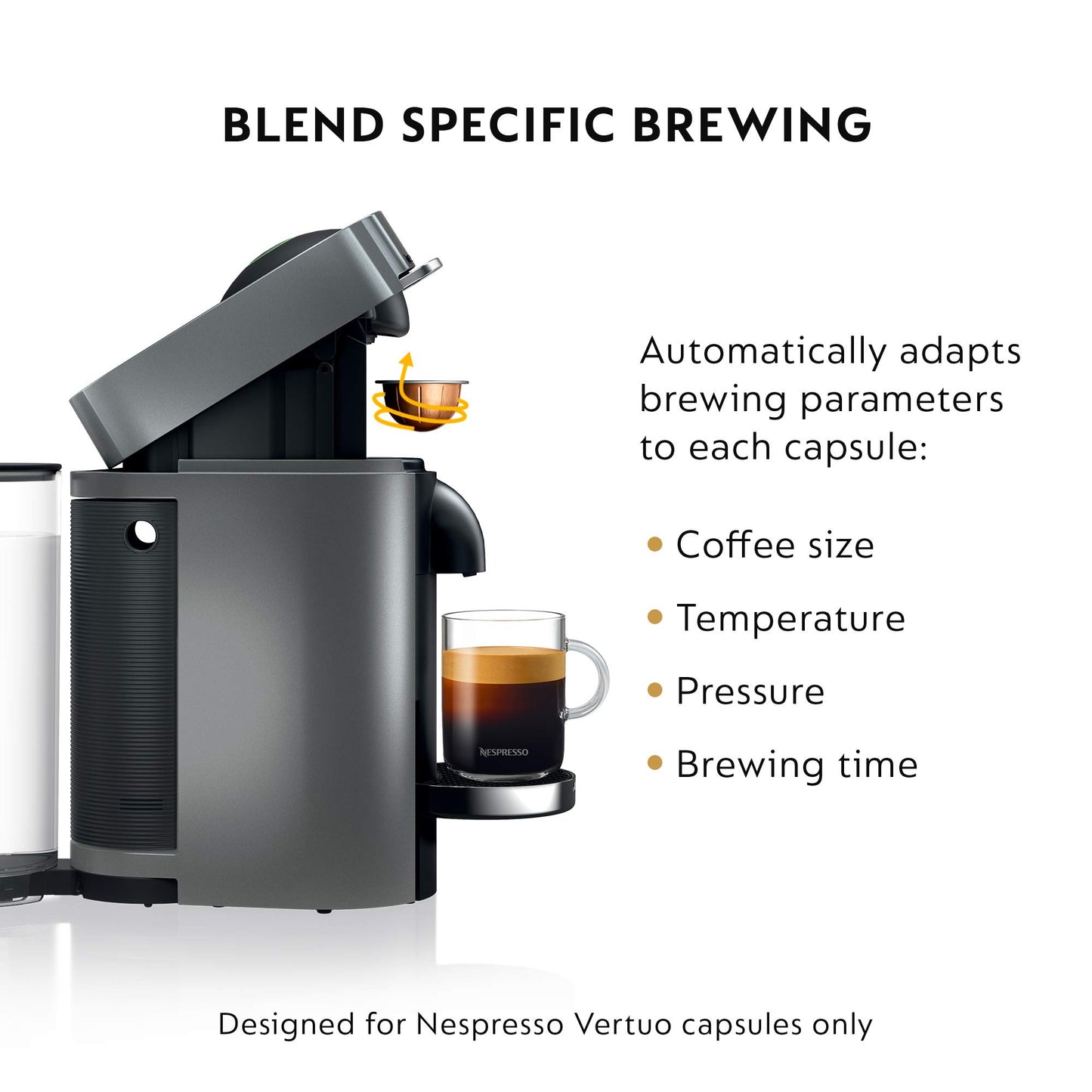 Cafetière et machine à expresso Nespresso Vertuo Plus Deluxe de De'Longhi, Titan avec mousseur à lait Aeroccino, 110 volts