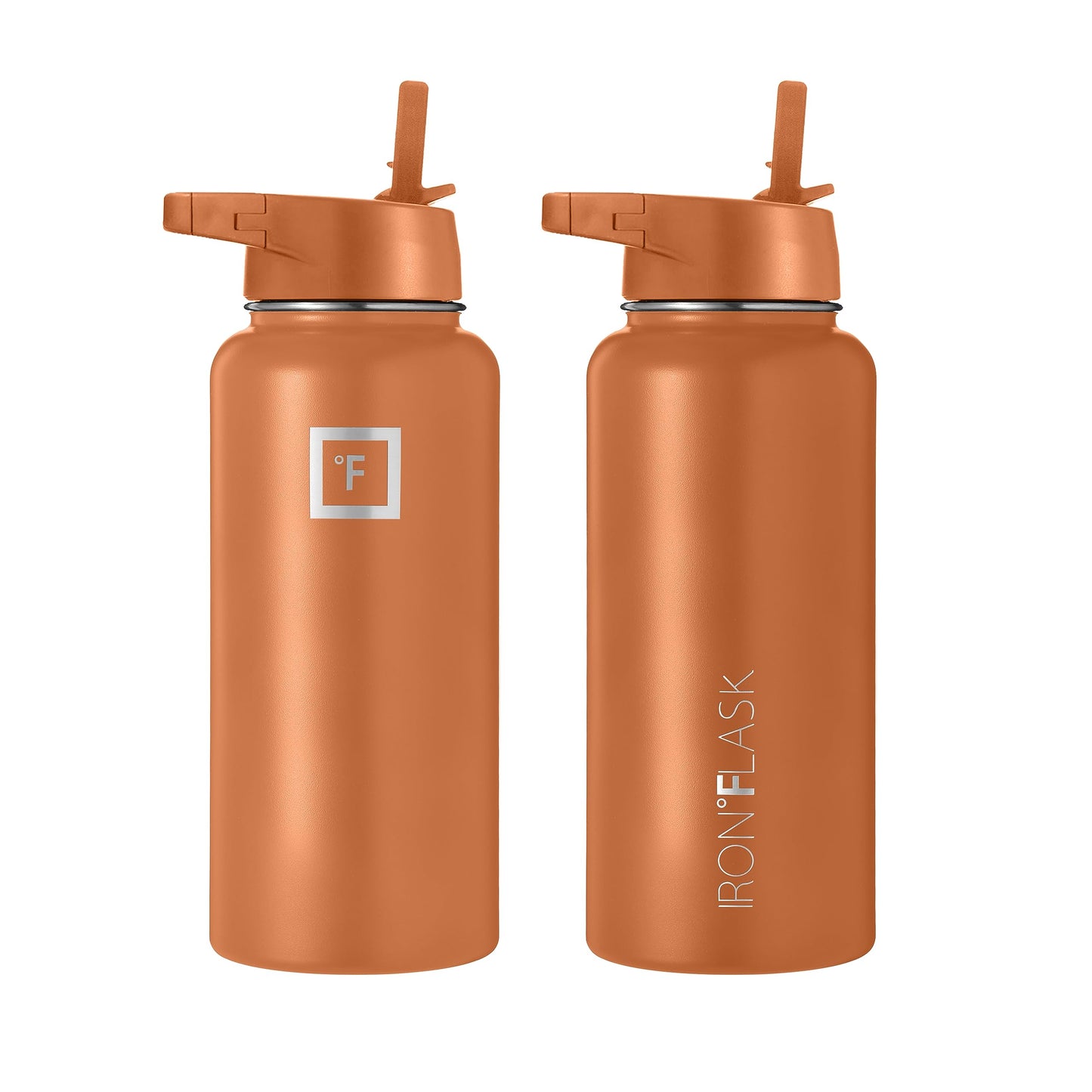 Bouteille d'hydratation de camping et de randonnée IRON °FLASK avec 3 couvercles - Bouteille d'eau en acier inoxydable, à double paroi et isolée sous vide - Anti-fuite et sans BPA (Dark Night, Straw - 32 oz) 