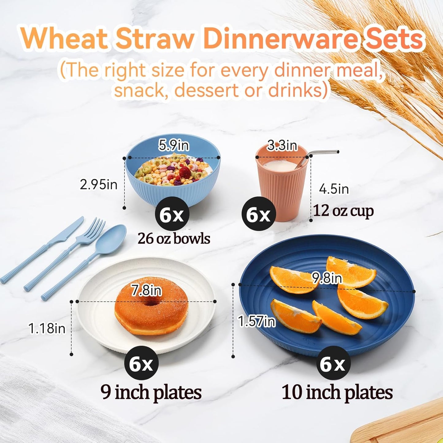 48-Piece Unbreakable Dinnerware Set – Plates, Bowls, Cups & Utensils for 6