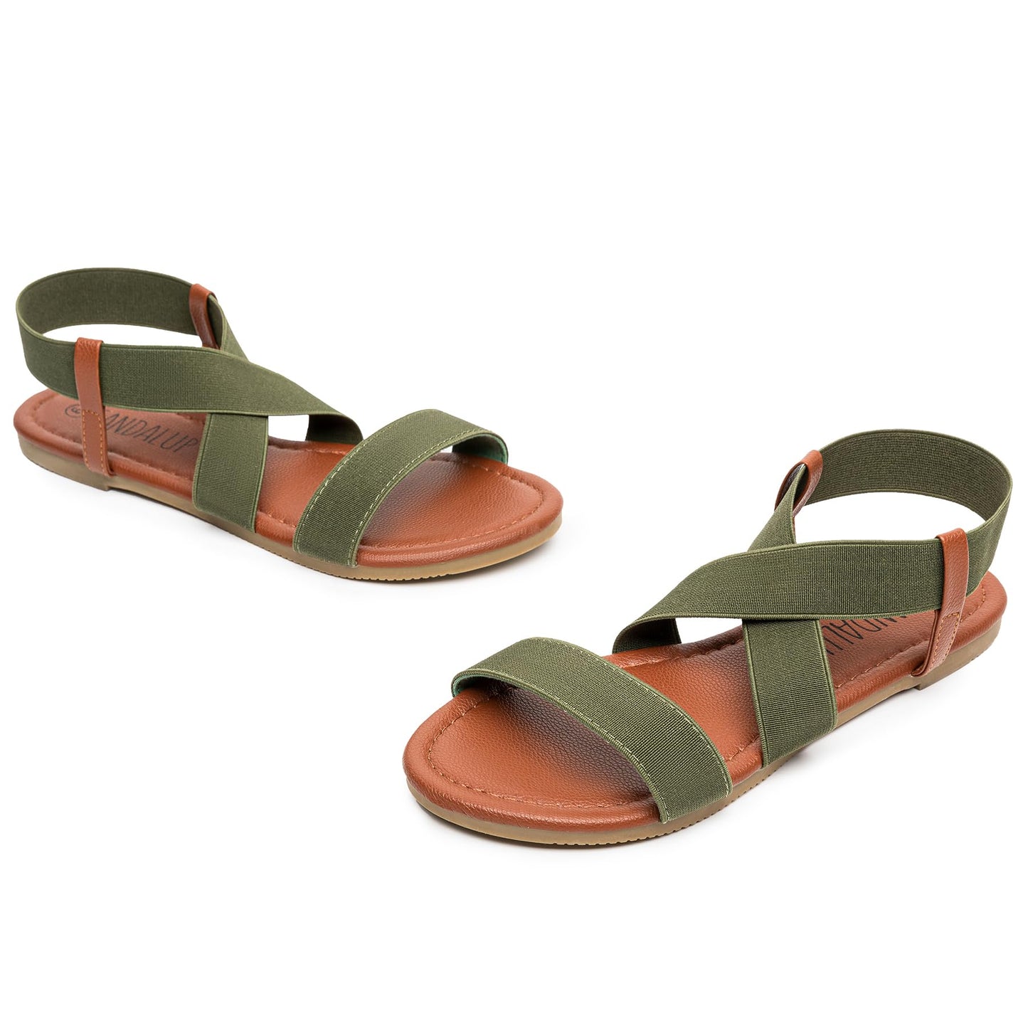 SANDALUP Elastic Ankle Strap Flat Sandals for Women