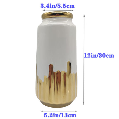 Modern White Ceramic Vase – Wide Mouth Centerpiece
