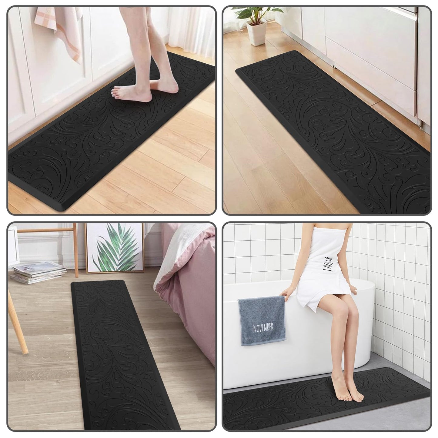 KMAT Tapis de cuisine rembourré anti-fatigue, imperméable, antidérapant, ergonomique, confortable, pour la maison, le bureau, l'évier, la buanderie, le bureau, 43,9 cm (l) x 71,1 cm (L), gris 