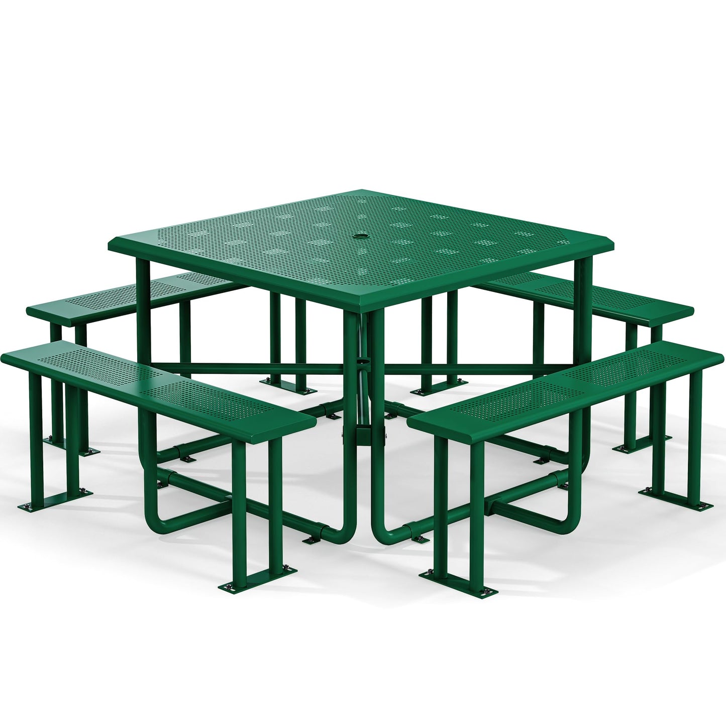 YITAHOME Table de pique-nique d'extérieur de 1,8 m avec plateau en bois, cadre en acier robuste et ouverture pour parapluie, table de pique-nique robuste idéale pour la cour, le patio, les rassemblements sur la pelouse, marron clair 