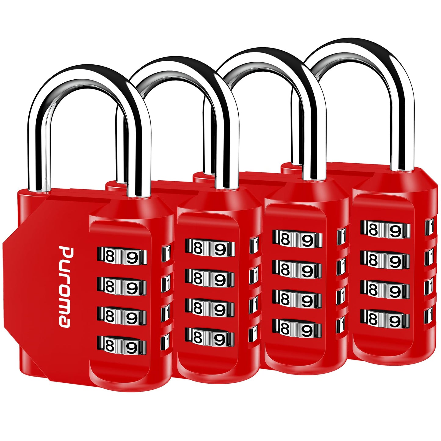 Puroma 4 Pack Combination Lock 4 Digit Locker Lock Outdoor Waterproof Padlock for School Gym Locker, Sports Locker, Fence, Toolbox, Gate, Case, Hasp Storage (Green)