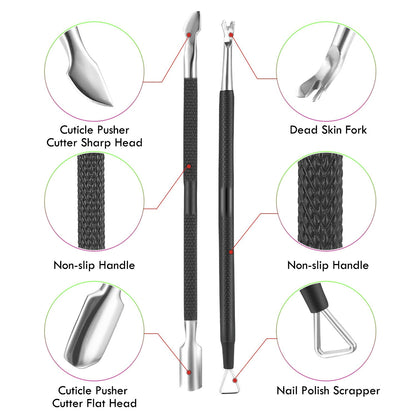 Cuticle Trimmer & Pusher – Professional Stainless Steel Manicure/Pedicure Tool for Nails