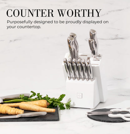 Copper Knife Set with Block - 14 PC Self Sharpening Knife Block Set