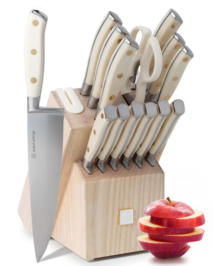 Copper Knife Set with Block - 14 PC Self Sharpening Knife Block Set
