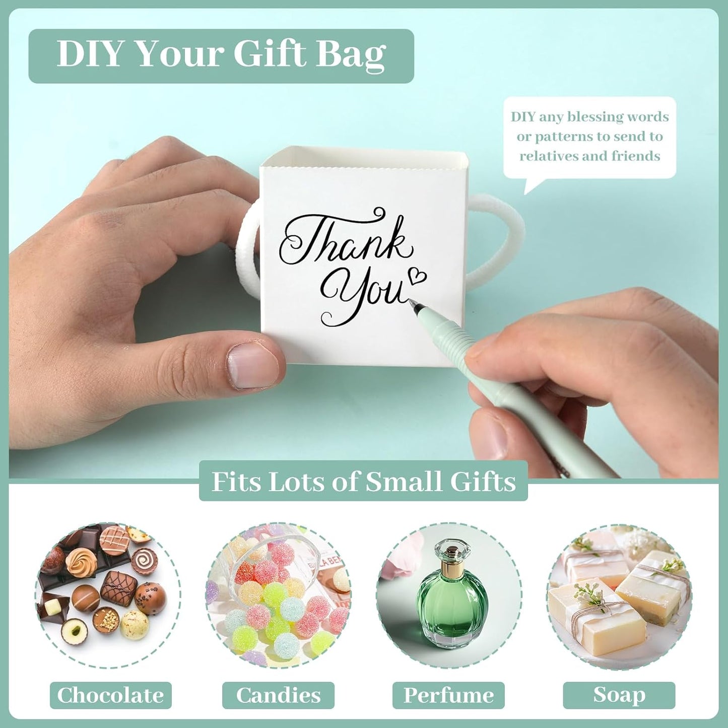 50 Pcs Succulent Wrap Bags with 100 Pcs Thank You Stickers, Unique Baby Shower Succulents Favors Fit 2.5 Inch Pots, Wedding Birthday Graduation Bridal Shower Party Favors for Guest Gift