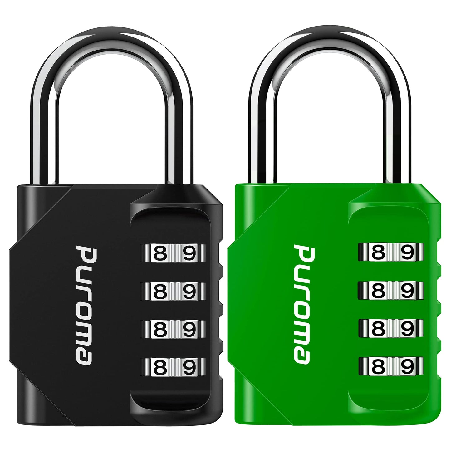 Puroma Lot de 4 cadenas à combinaison à 4 chiffres pour casier de salle de sport, casier de sport, clôture, boîte à outils, portail, étui, rangement à moraillon (vert) 