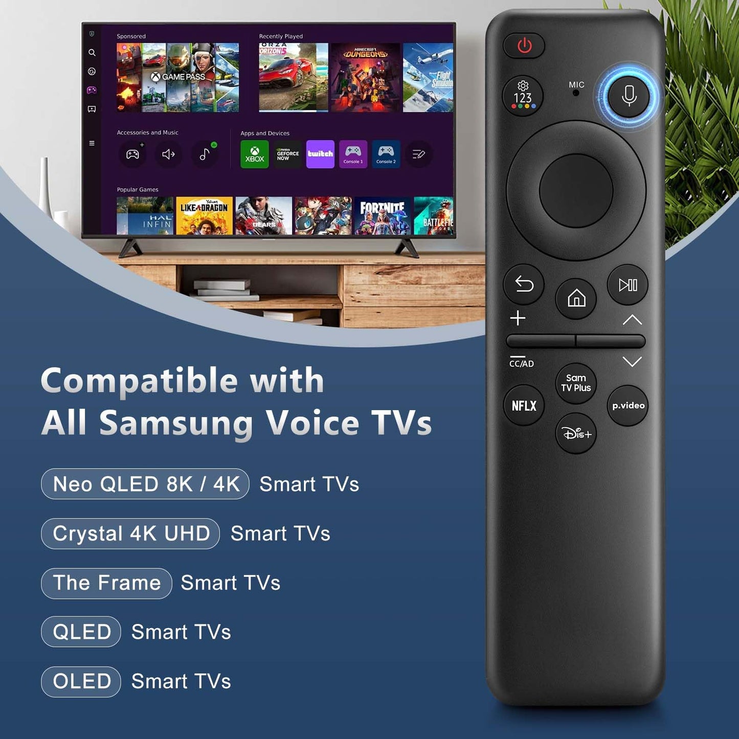 Universal Rechargeable Voice Remote for Samsung, LG & VIZIO Smart TVs