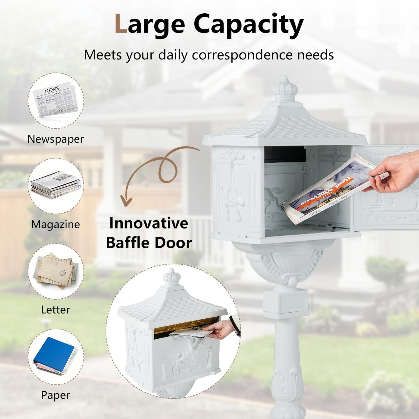 Giantex Cast Aluminum Mailbox with Post - Locking Residential Mailboxes for Outside with Keys, Baffle Door, Expansion Bolts, Address Panel, In-Ground Rust-Proof Large Security Postal Mailbox (Bronze)