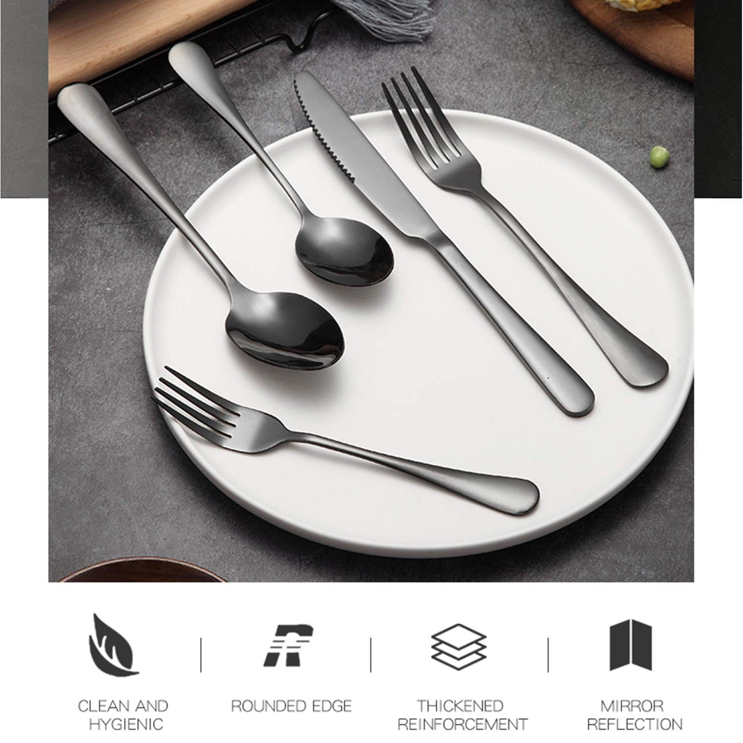 Portable Travel Utensils Set, 18/8 Stainless Steel 3 PCS Cutlery Set Including Knife Fork and Spoon, Reusable Travel Silverware Set with Case for Lunch Box Camping School Office