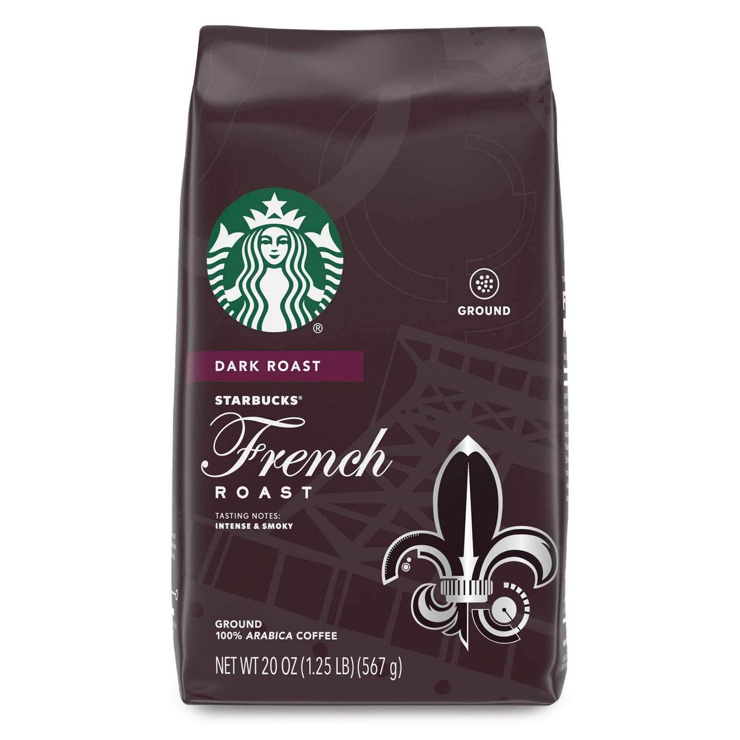 Café moulu Starbucks, café torréfié foncé, torréfaction française, 100 % arabica, 1 sac (28 oz) 