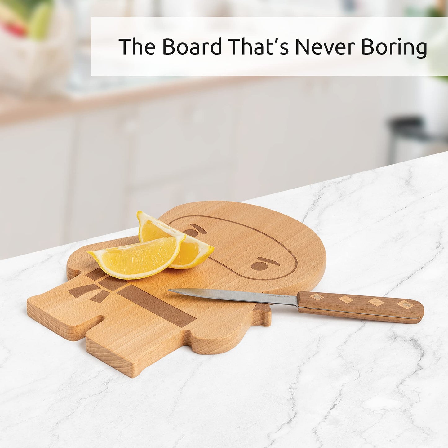 OTOTO Cutting Board Wooden & Plastic Cutting Boards for Kitchen, Fun & Spooky Kitchen Gadgets, Housewarming & Goth Gifts, Dishwasher Safe (Ninja, Wood)