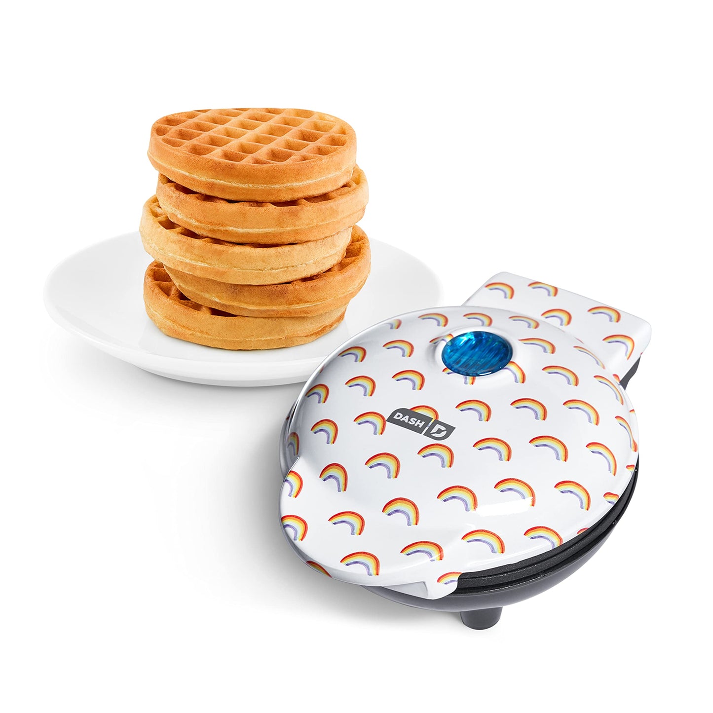 DASH Mini Maker for Individual Waffles, Hash Browns, Keto Chaffles with Easy to Clean, Non-Stick Surfaces, 4 Inch, White Pineapple
