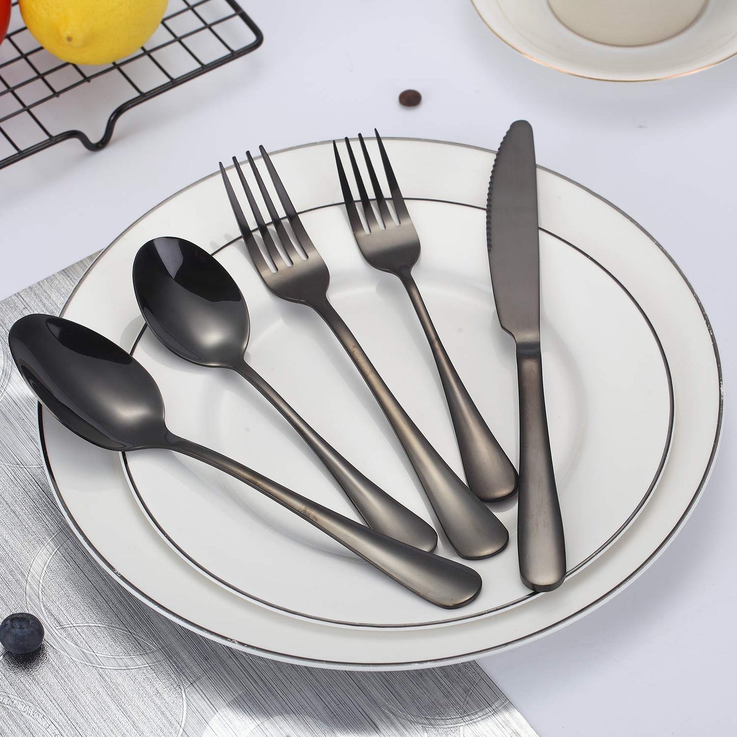 Portable Travel Utensils Set, 18/8 Stainless Steel 3 PCS Cutlery Set Including Knife Fork and Spoon, Reusable Travel Silverware Set with Case for Lunch Box Camping School Office