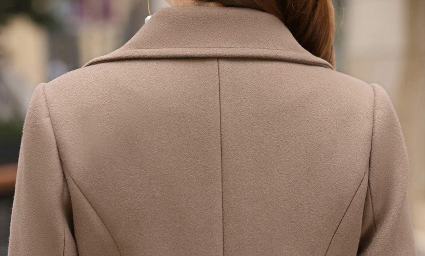 chouyatou Manteau élégant en laine mélangée à double boutonnage à col cranté pour femme 