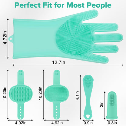 6PCS Pet Grooming Kit for Dogs,Cats and Horses | Dog Washing Gloves | Dog Bath Brush | Dog Bath Gloves | Dog Shampoo Brush | Pet Grooming Gloves | Dog Bath Supplies
