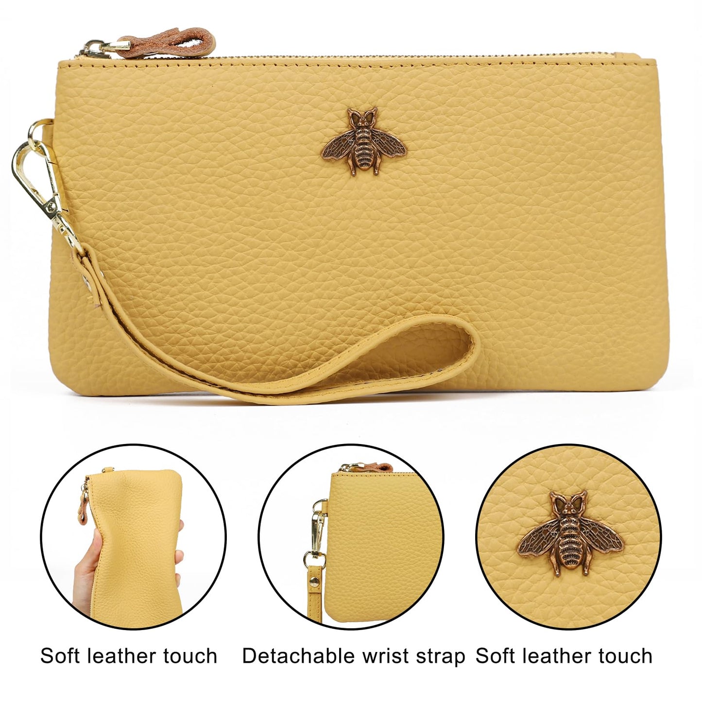 imeetu Damen-Handgelenk-Clutch, Leder, Handy-Geldbörse, Handtasche mit Handschlaufe