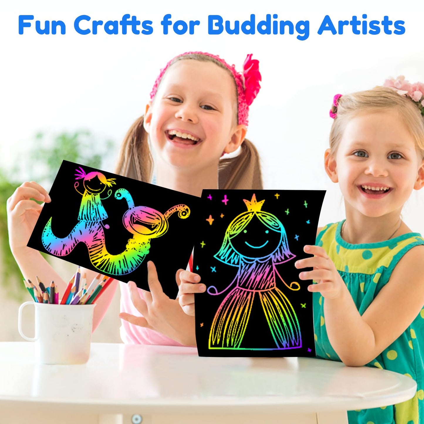 ZMLM Scratch Art Crafts Boys Gifts, Rainbow Scratch Paper Art Gifts for 3 4 5 6 7 8 9 10 Years Old Girls and Boys Kids, Mother Day Crafts for Kids Birthday Toys and Games Activities Gift (Blue)