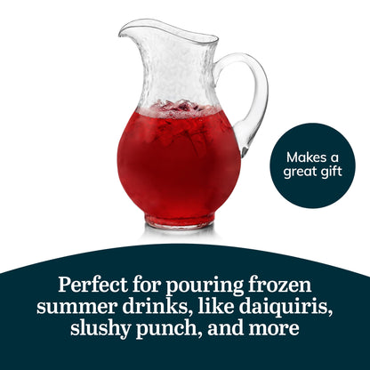 Acapulco Large Glass Pitcher Set of 2 – 89 oz, Clear Tall Bubble Design with Handle
