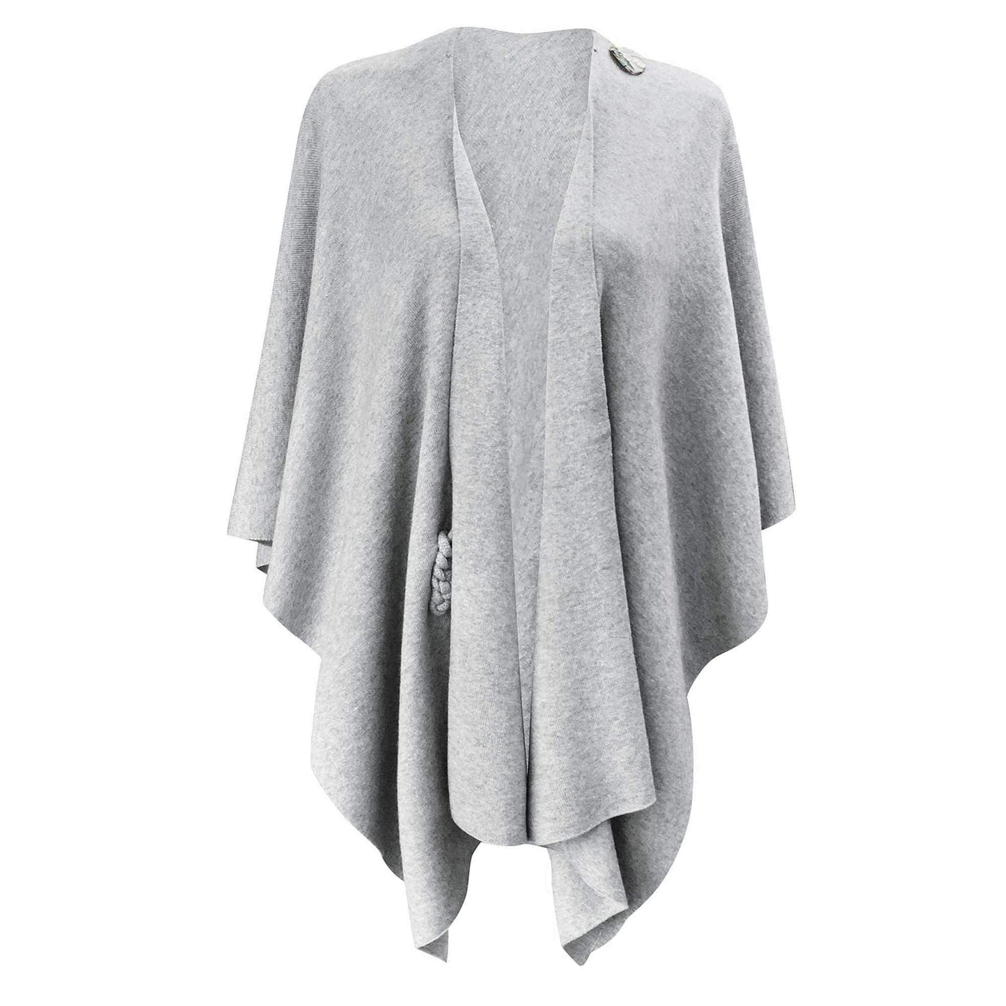 PULI Femmes Grand Poncho Croisé Sur Le Devant Pull Enveloppant Topper Tricoté Élégant Châles Cape pour l'Automne Hiver