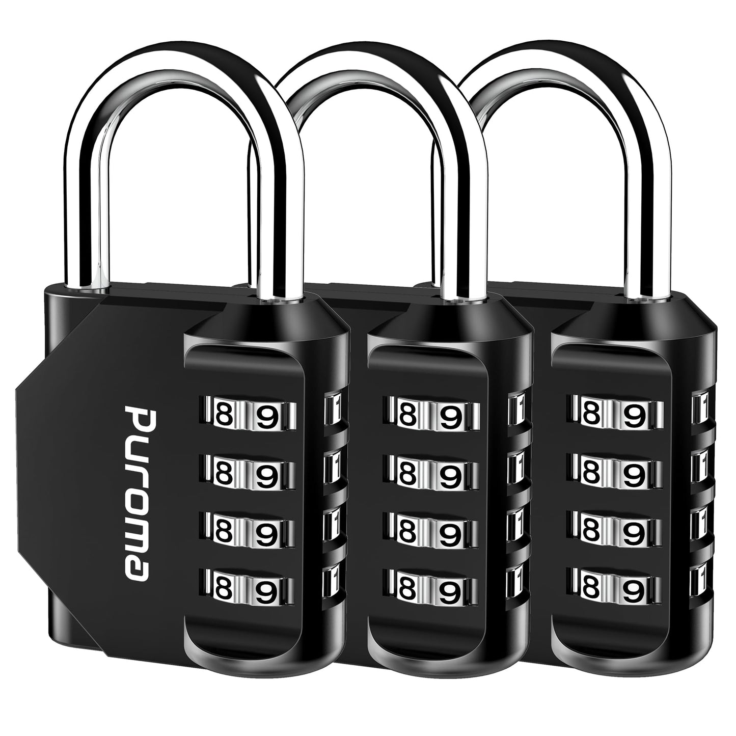 Puroma Lot de 4 cadenas à combinaison à 4 chiffres pour casier de salle de sport, casier de sport, clôture, boîte à outils, portail, étui, rangement à moraillon (vert) 