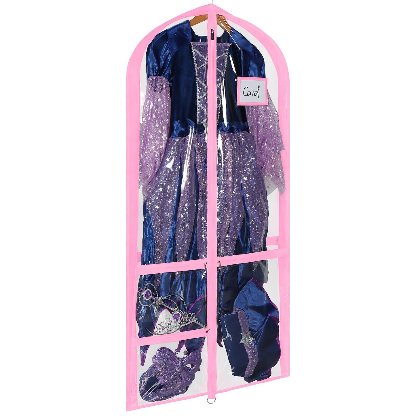 Univivi Clear PVC Dance Costume Bags (3 Pack) Garment Bag 40 Inch for Dance Competitions, with 4 Medium Clear Zipper Pockets and 1 Large Back Zippered Pocket [Upgraded Version]