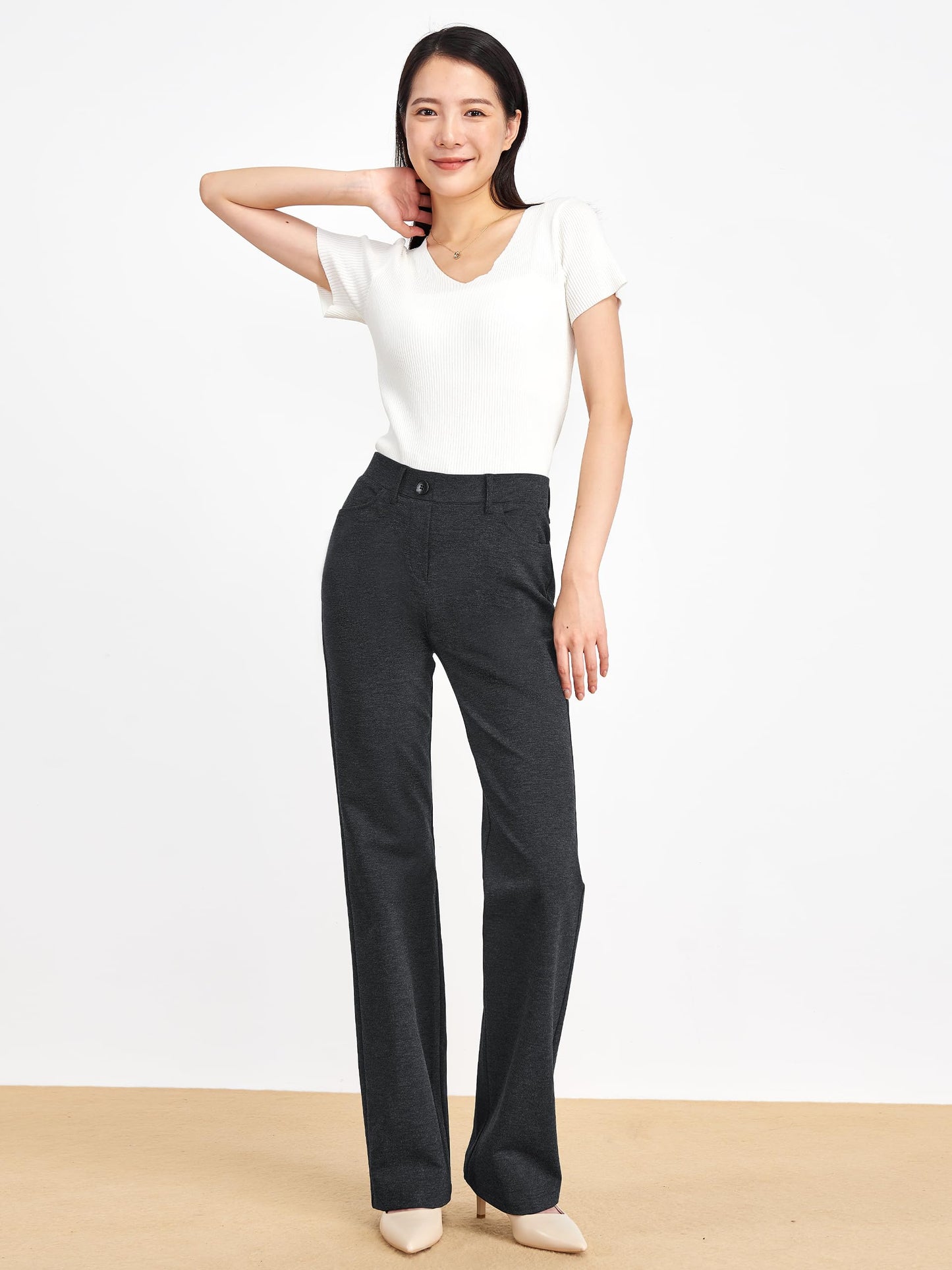 Pantalon extensible pour femme Tapata 28''/30''/32''/34'' avec poches, taille haute, petite, taille standard pour le travail au bureau 