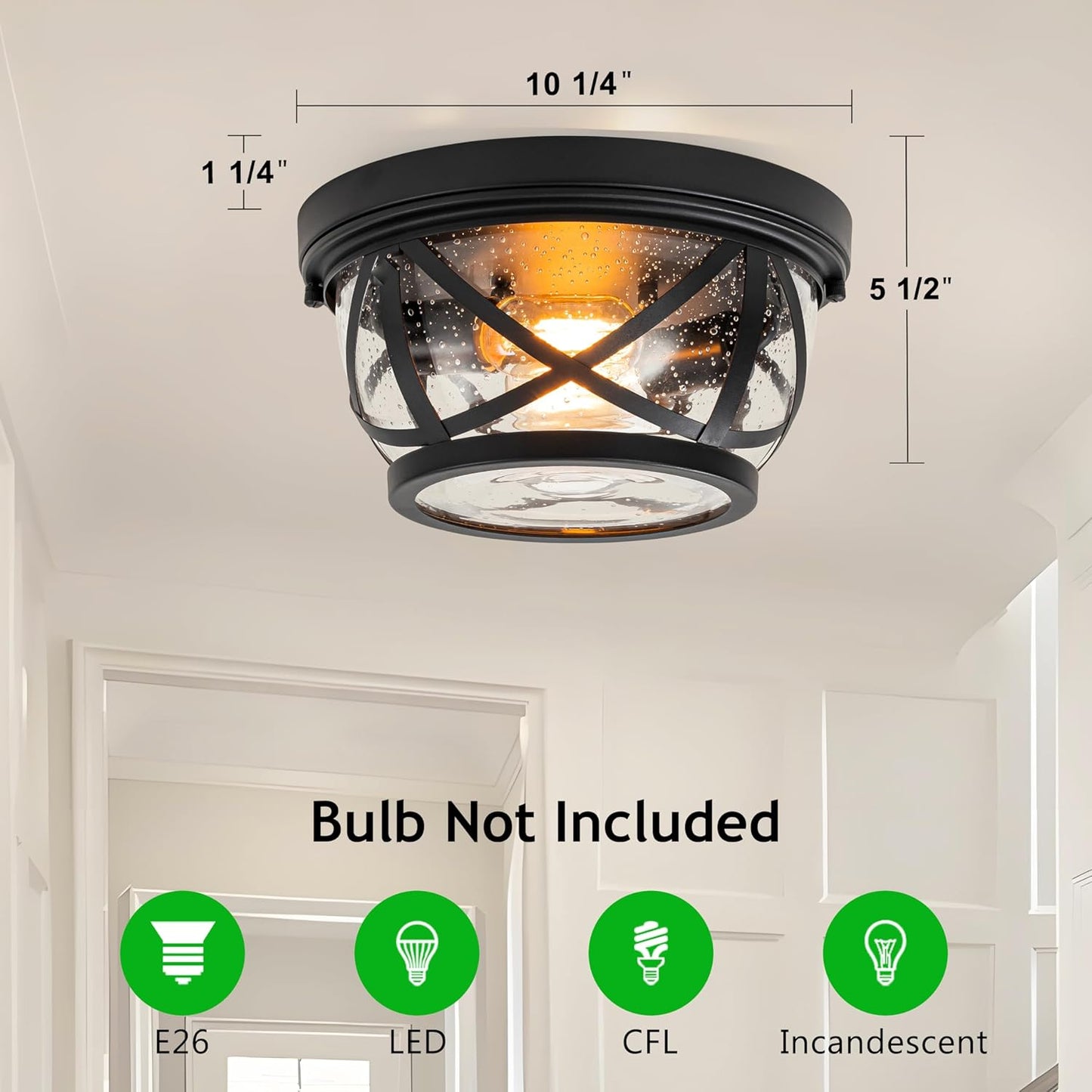 Flush Mount Ceiling Light – Seeded Glass Design