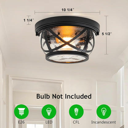 Flush Mount Ceiling Light – Seeded Glass Design