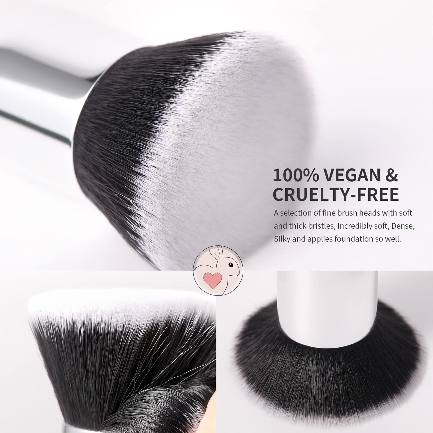 DUcare Selbstbräunerpinsel, Kabuki-Grundierungspinsel für flüssiges Make-up, flache Oberseite, professioneller Stick, zum Polieren und Verblenden von Mineralpuder, großer Make-up-Gesichtspinsel, Schwarz 