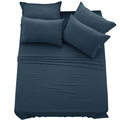 LUX Décor 6-Piece Sheet Set – Soft Microfiber Bedding with Deep Pocket Fitted Sheet & 4 Pillowcases (Paisley)