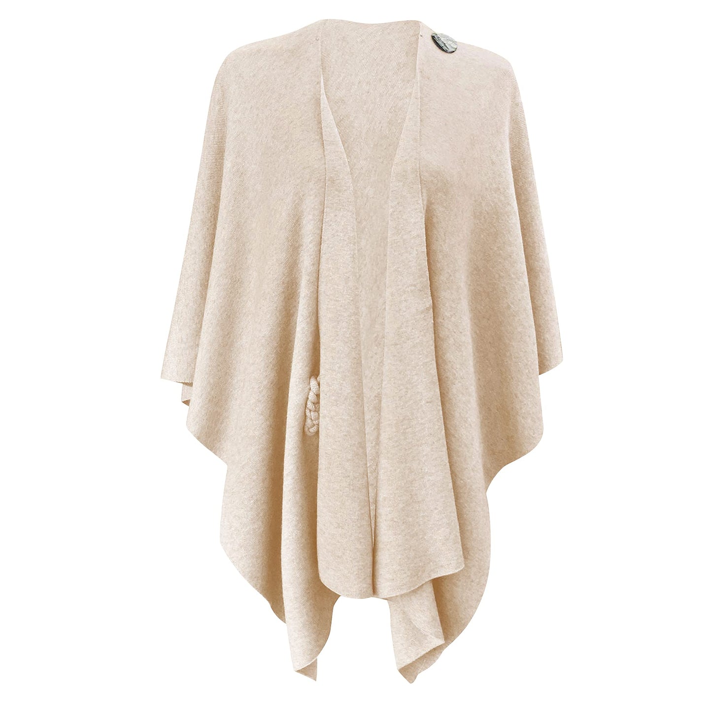 PULI Femmes Grand Poncho Croisé Sur Le Devant Pull Enveloppant Topper Tricoté Élégant Châles Cape pour l'Automne Hiver