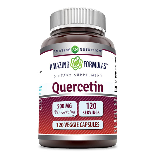 Amazing Formulas Quercetin 500mg Veggie Capsules Supplement | Non-GMO | Gluten Free | Supports Overall Health & Well Being (240 Count)