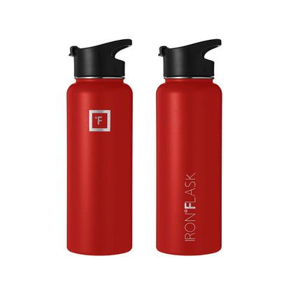 IRON °FLASK 32 oz Stainless Steel Water Bottle – Vacuum Insulated, Leak-Proof, BPA-Free, with 3 Lids (Straw Included)