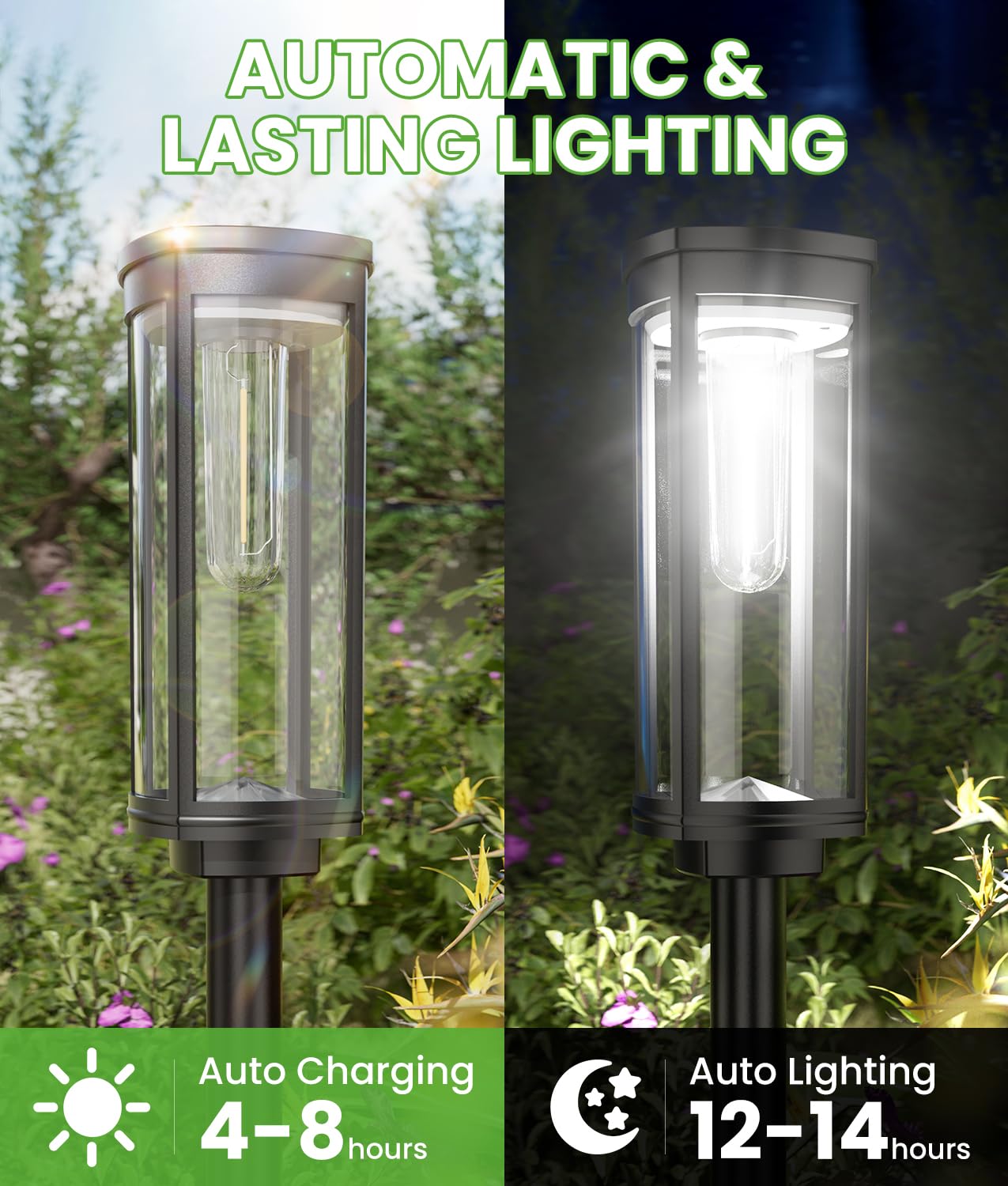 Bright Solar Pathway Lights Outdoor, 8 Pack Solar Garden Lights for Outside Waterproof IP65, Auto On/Off Outdoor Light