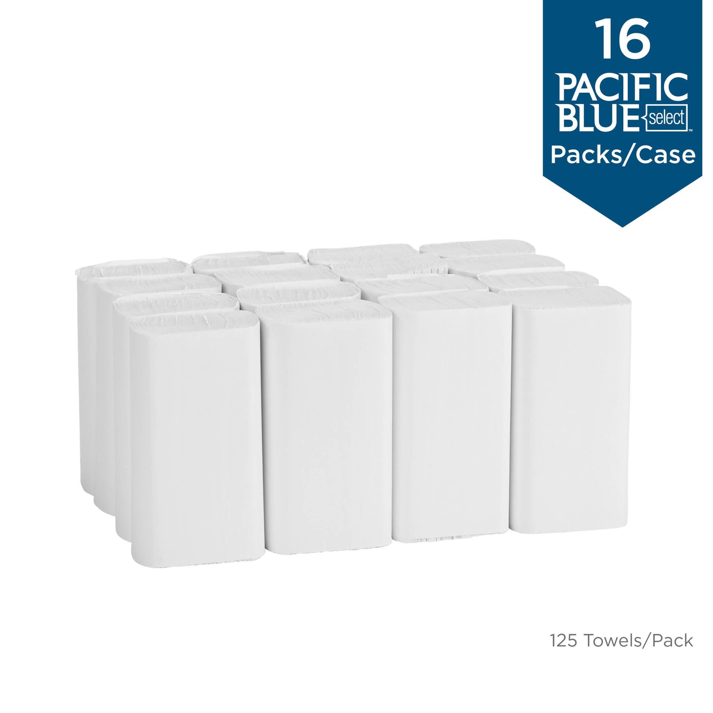 Essuie-tout multiplis Pacific Blue Select Premium 2 épaisseurs de GP PRO (Géorgie-Pacifique), blanc, 21000, 125 essuie-tout par paquet, 16 paquets par caisse 