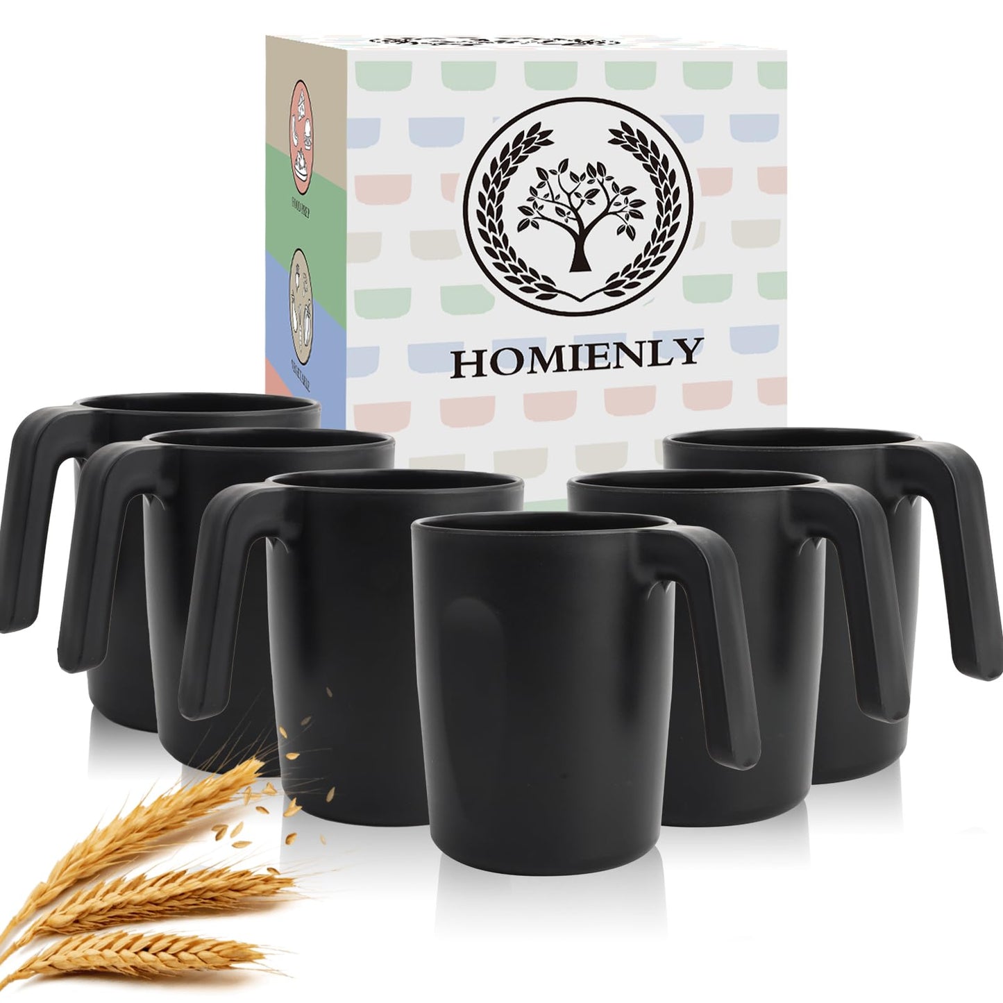 Homienly Wheat Straw Cups – Reusable, Unbreakable, Tumblers, Stackable & Dishwasher Safe