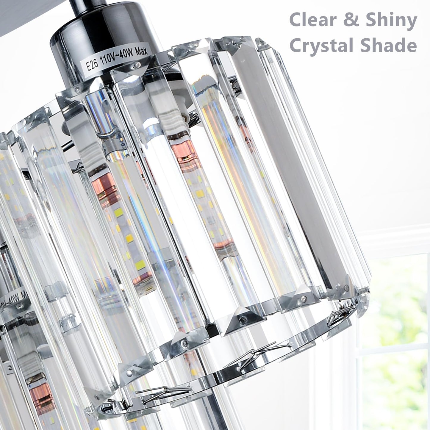 3-Light Crystal Semi Flush Mount Ceiling Light | Black Modern Fixture for Kitchen, Hallway & Bedroom