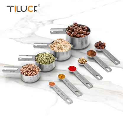 TILUCK Stainless Steel Measuring Cups & Spoons Set