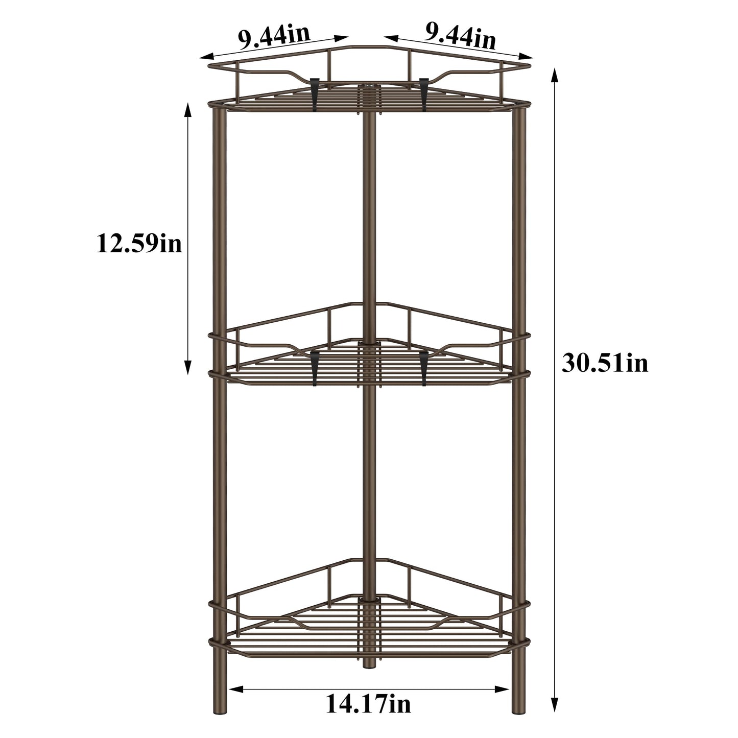 4 Tier Floor Standing Corner Shower Caddy Organizer Shelf with Hooks