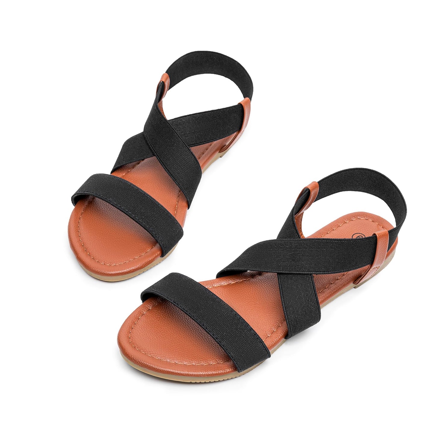 SANDALUP Elastic Ankle Strap Flat Sandals for Women